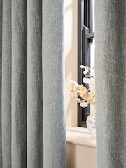 Grey Blue Heavyweight Chenille Eyelet Blackout/Thermal Curtains - Image 3 of 5