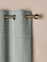 Grey Blue Heavyweight Chenille Eyelet Blackout/Thermal Curtains - Image 4 of 5