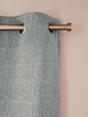 Grey Blue Heavyweight Chenille Eyelet Super Thermal Curtains - Image 7 of 8