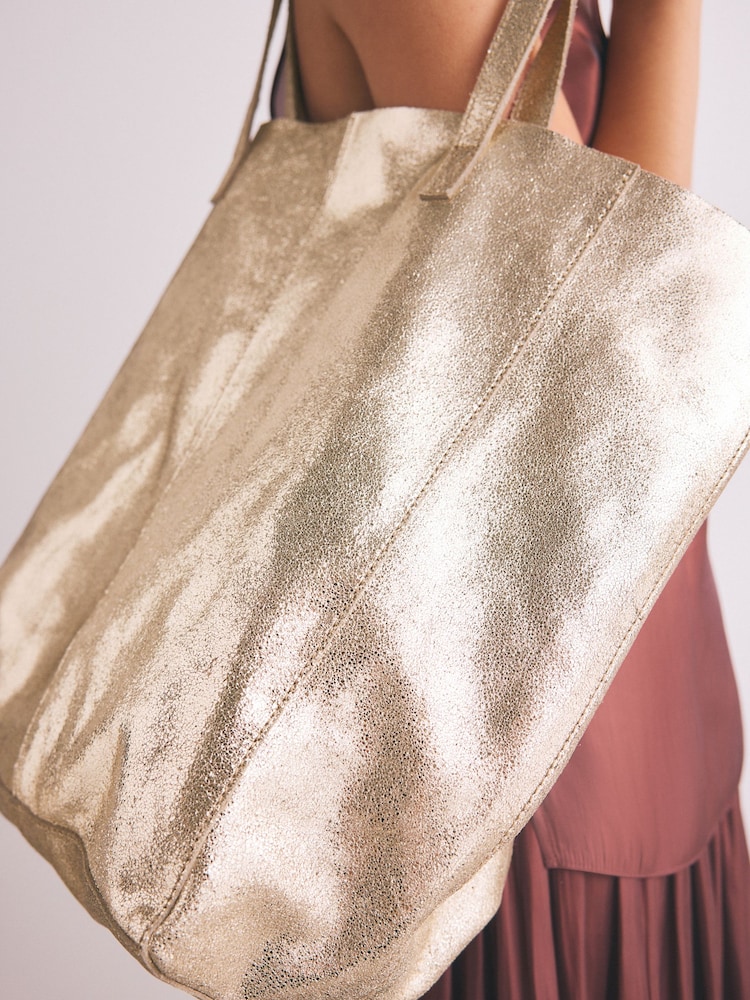 Metallic Leather Shopper Bag - Image 4 of 4