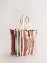 Neutral Stripe Canvas Shoulder Bag - Image 1 of 5