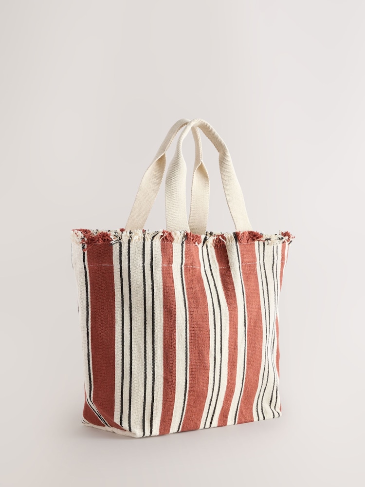 Neutral Stripe Canvas Shoulder Bag - Image 2 of 5