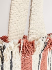 Neutral Stripe Canvas Shoulder Bag - Image 4 of 5