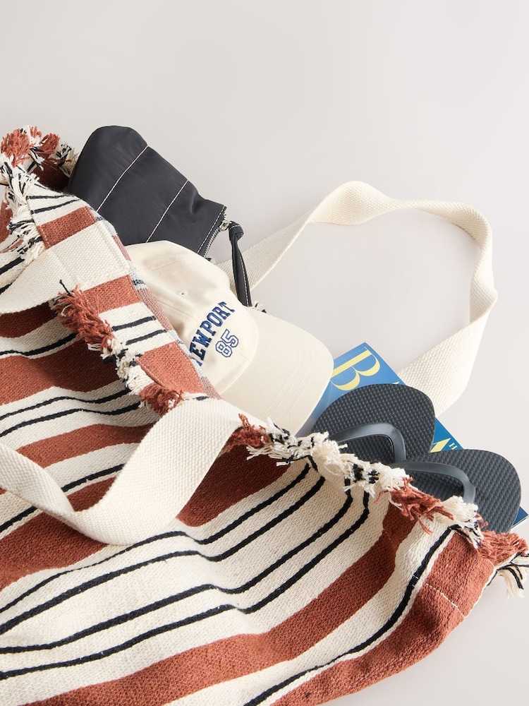 Neutral Stripe Canvas Shoulder Bag - Image 9 of 9