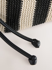 Black & White Raffia Shoulder Bag - Image 10 of 10