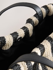 Black & White Raffia Shoulder Bag - Image 7 of 10
