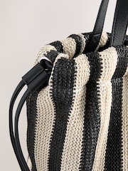 Black & White Raffia Shoulder Bag - Image 9 of 10