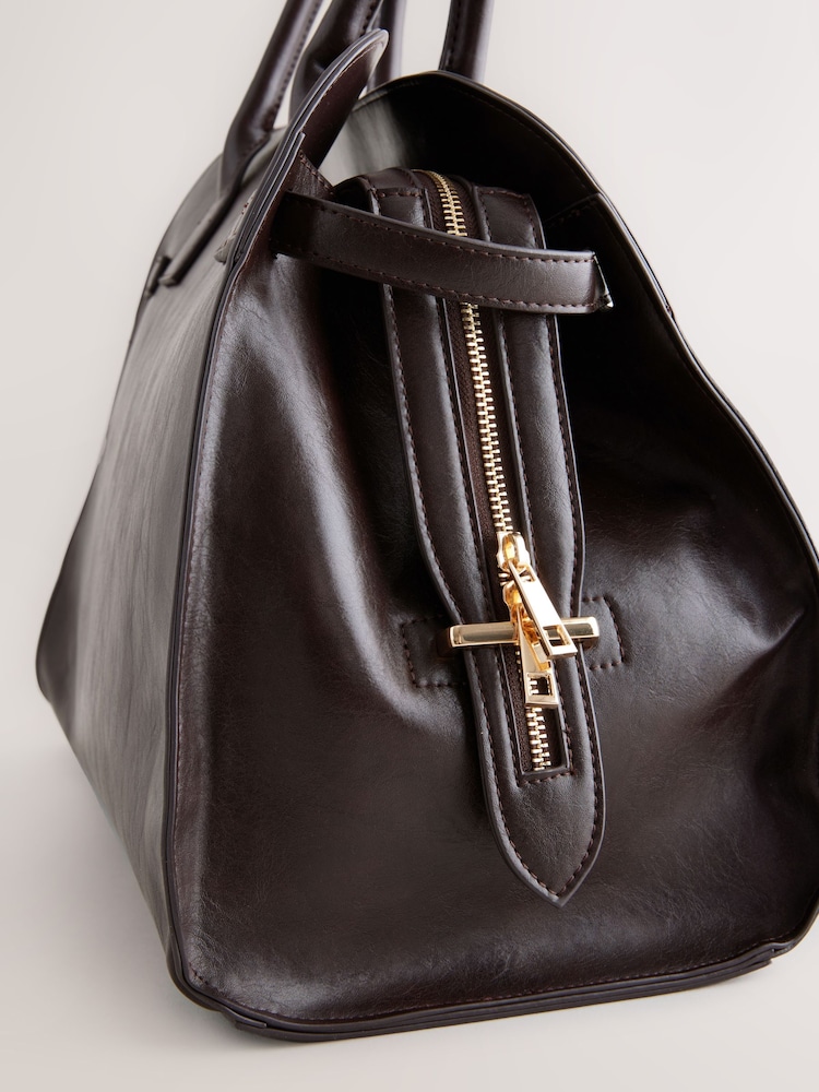 Chocolate marrom - Bolsa Tote Estruturada - Imagem 10 de 10