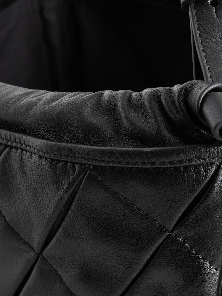 Black Leather Weave Shoulder Bag - Image 5 of 5