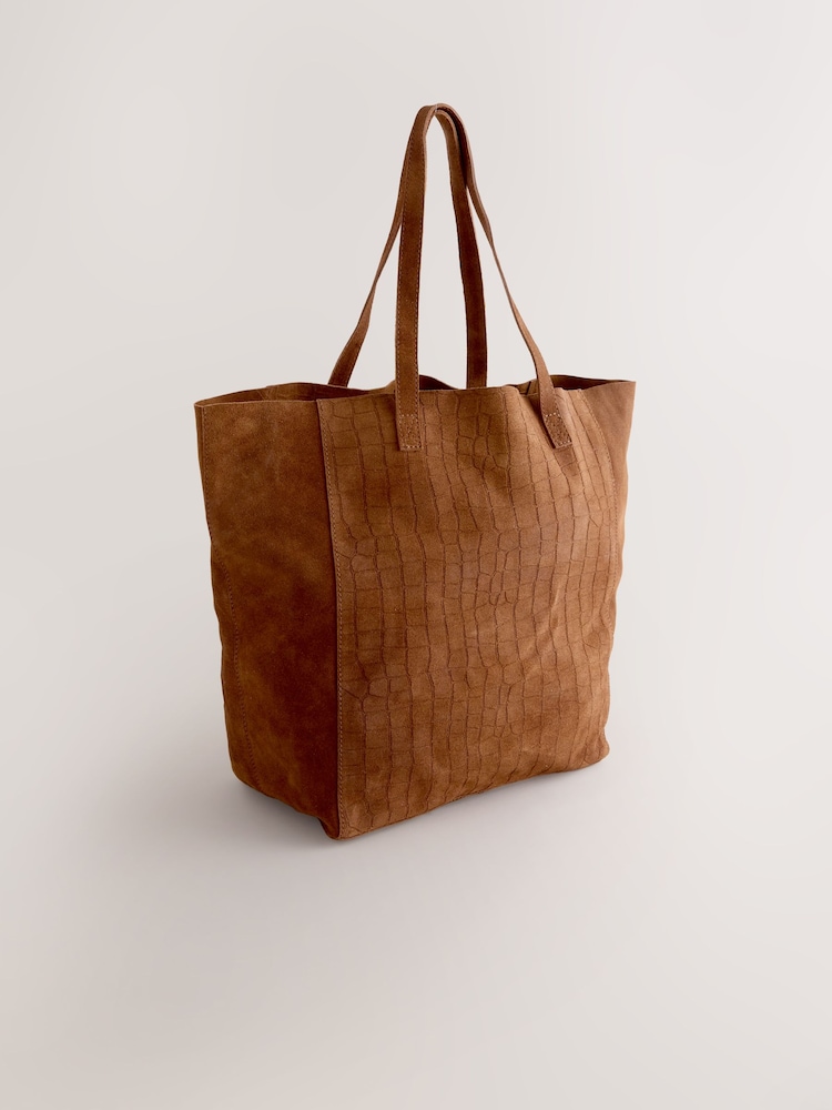 Suede Tan Brown Shopper Bag - Image 1 of 5 Suede Tan Brown Shopper Bag - Image 1 of 5