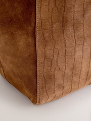 Suede Tan Brown Shopper Bag - Image 4 of 5
