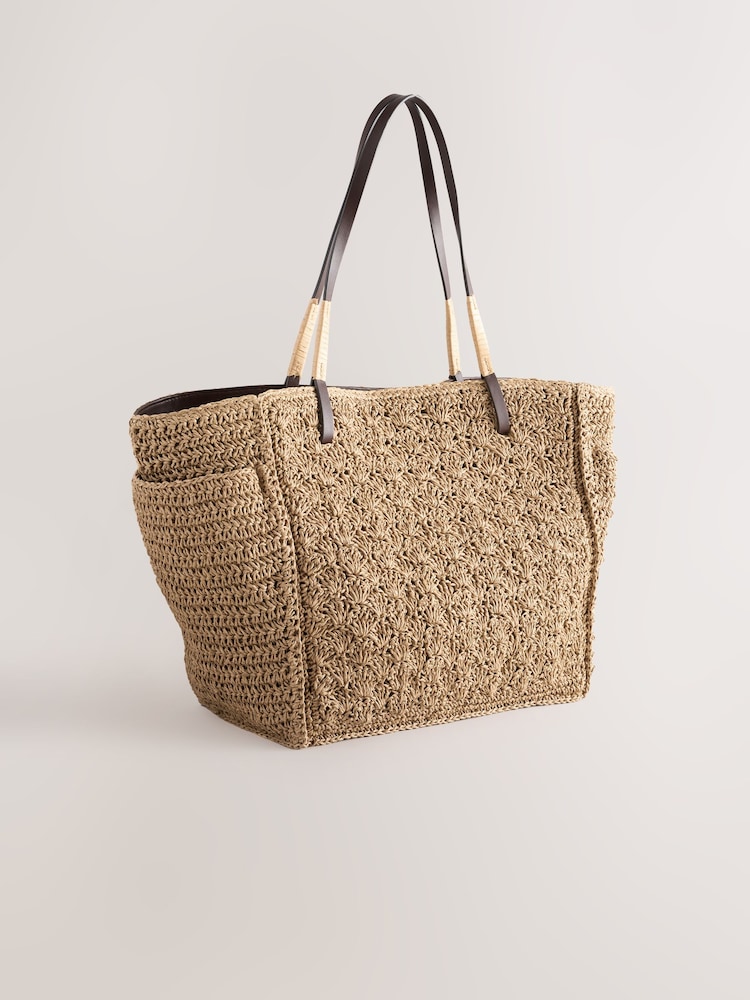 Natural Structured Straw Shoulder Bag - Image 1 of 1