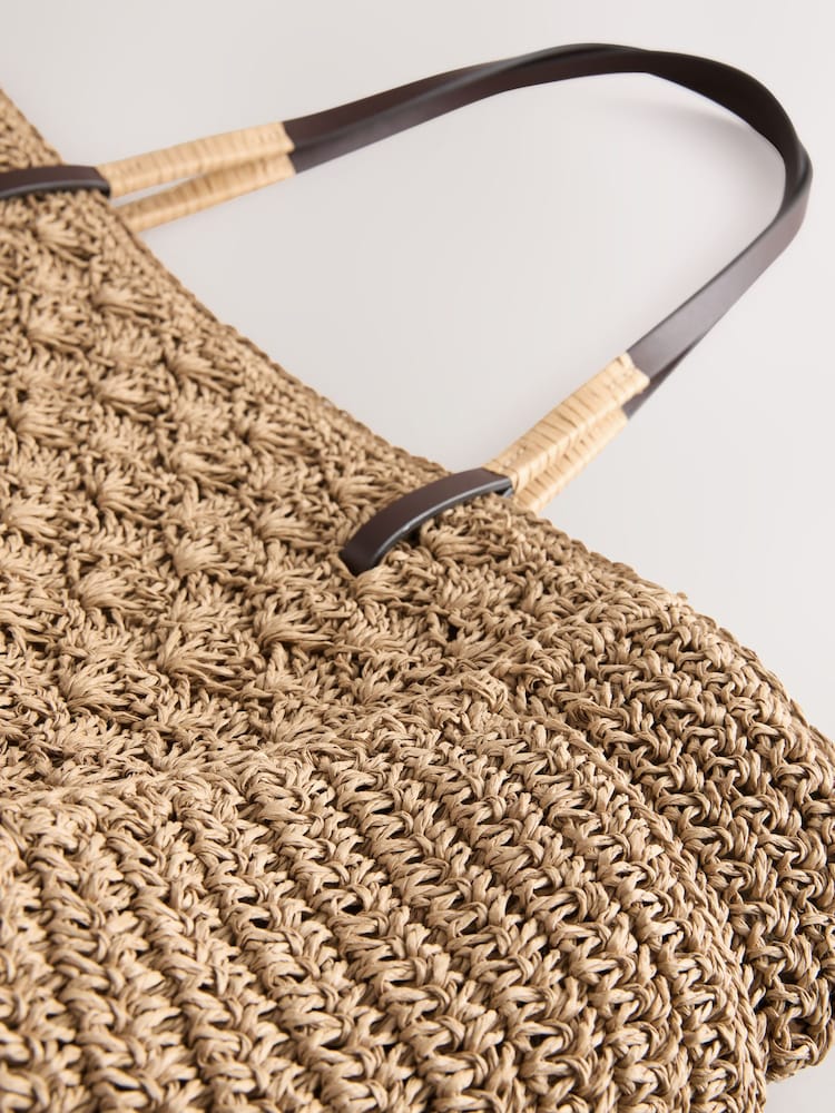 Natural Structured Straw Shoulder Bag - Image 9 of 9 Natural Structured Straw Shoulder Bag - Image 9 of 9