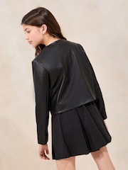 Lipsy Black Faux Leather Collarless Jacket (5-16yrs) - Image 5 of 5