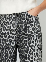 Another Sunday Grey Wide Leg Leopard Print Denim 100% Cotton Jeans - Image 3 of 3