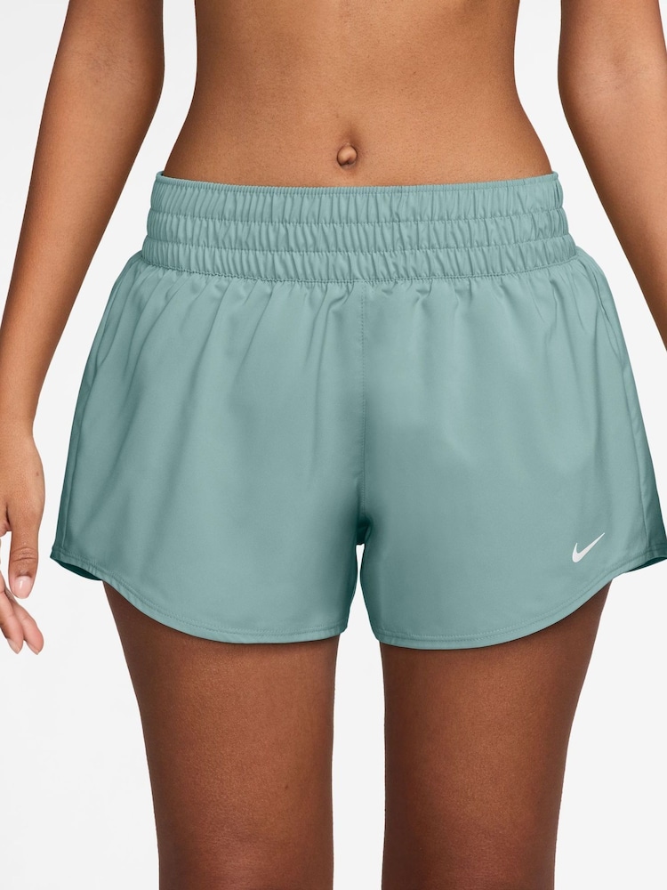 Nike Cannon Green One Dri-FIT Mid Rise 3 Inch Brief Lined Shorts - Image 1 of 4