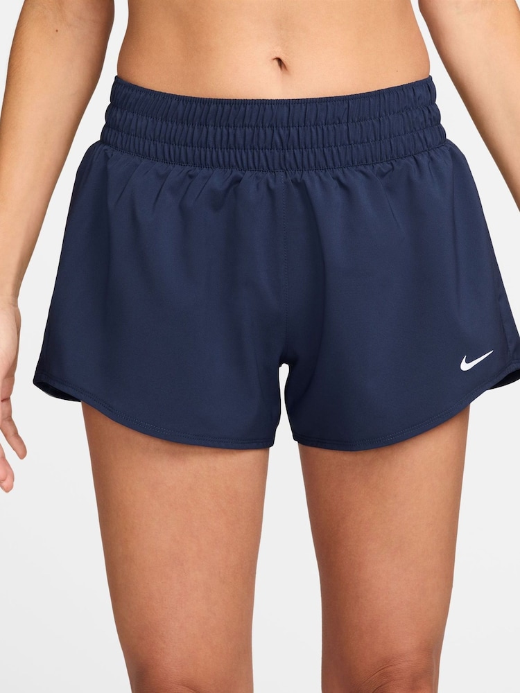 Nike Midnight Navy One Dri-FIT Mid Rise 3 Inch Brief Lined Shorts - Image 1 of 5 Nike Midnight Navy One Dri-FIT Mid Rise 3 Inch Brief Lined Shorts - Image 1 of 5