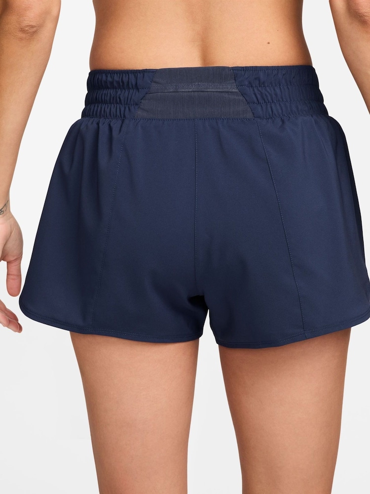 Nike Midnight Navy One Dri-FIT Mid Rise 3 Inch Brief Lined Shorts - Image 2 of 5 Nike Midnight Navy One Dri-FIT Mid Rise 3 Inch Brief Lined Shorts - Image 2 of 5