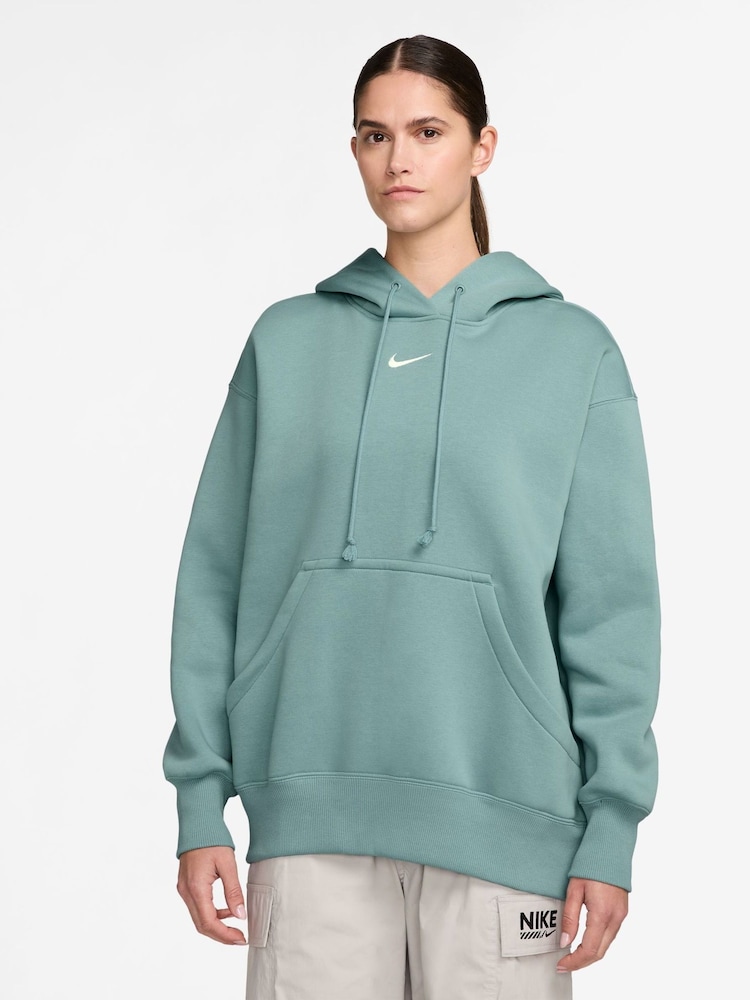 Nike Cannon Blue Oversized Sportswear Phoenix Fleece Pullover Hoodie - Image 1 of 3