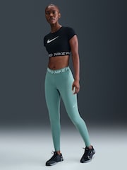 Nike Cannon Blue Pro Mid Rise Mesh Panelled Leggings - Image 1 of 5