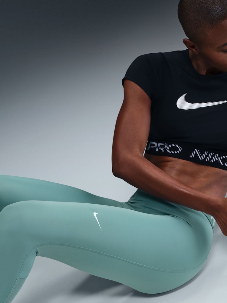 Nike Cannon Blue Pro Mid Rise Mesh Panelled Leggings - Image 5 of 5 Nike Cannon Blue Pro Mid Rise Mesh Panelled Leggings - Image 5 of 5