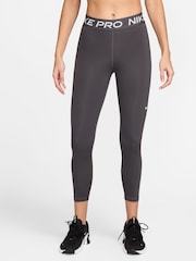 Nike Black Pro Mid-Rise Crop Mesh Panel Leggings - Image 1 of 3