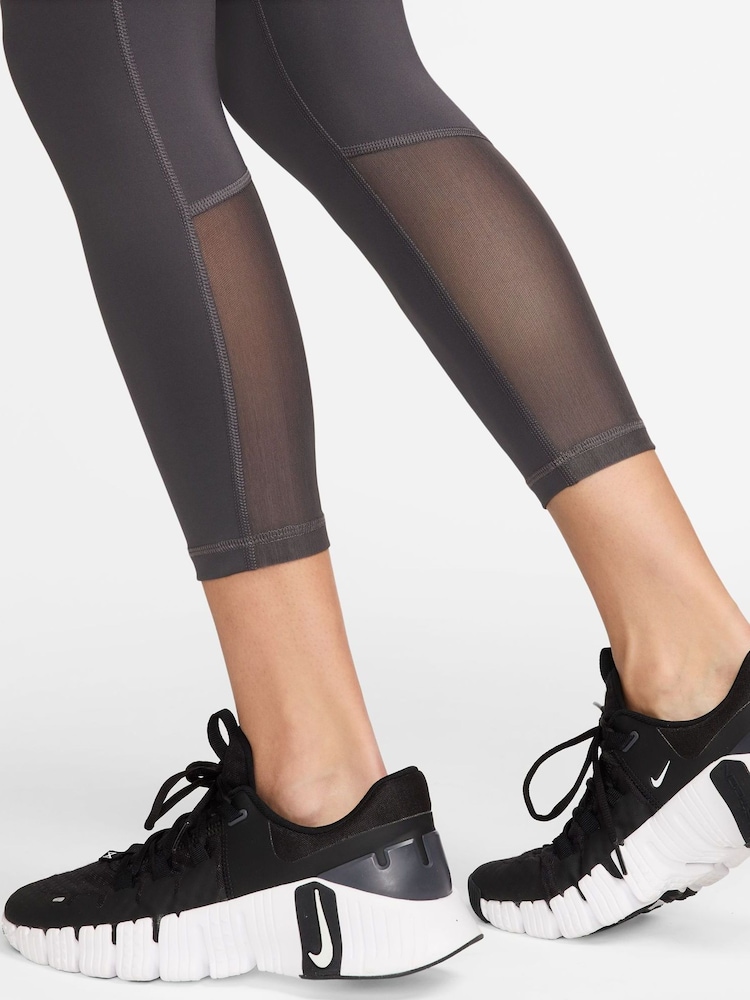 Nike Black Pro Mid-Rise Crop Mesh Panel Leggings - Image 3 of 3