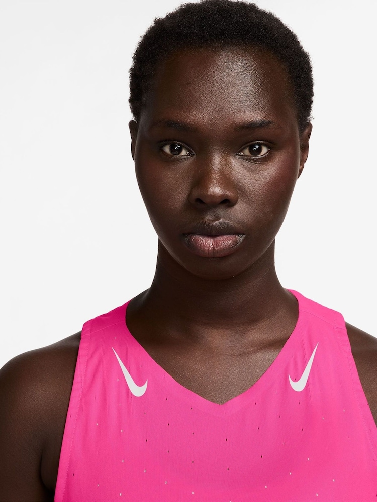 Nike Hyper PInk AeroSwift Dri-FIT ADV Running Singlet Vest - Image 3 of 3 Nike Hyper PInk AeroSwift Dri-FIT ADV Running Singlet Vest - Image 3 of 3