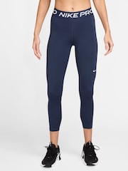 Nike Midnight Navy Pro Mid-Rise Crop Mesh Panel Leggings - Image 1 of 3