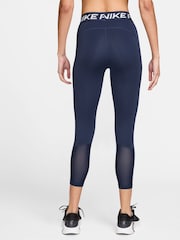 Nike Midnight Navy Pro Mid-Rise Crop Mesh Panel Leggings - Image 2 of 3
