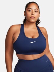 Nike Midnight Navy Swoosh Medium Support Padded Sports Bra - Image 2 of 7