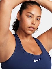 Nike Midnight Navy Swoosh Medium Support Padded Sports Bra - Image 4 of 7
