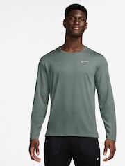 Nike Clay Green Dri-FIT Miler Long Sleeve Running Top - Image 1 of 3
