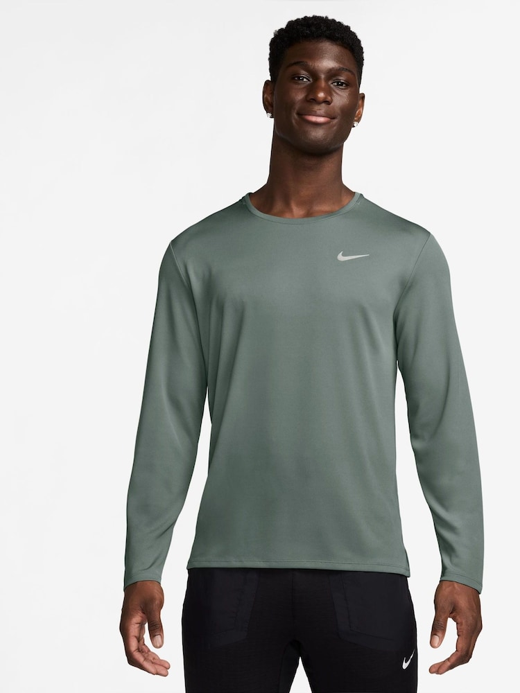 Nike Clay Green Dri-FIT Miler Long Sleeve Running Top - Image 1 of 3