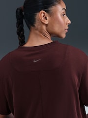 Nike Burgundy Crush Dri-Fit One Relaxed Short Sleeve Top - Image 4 of 5