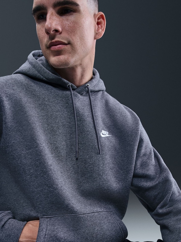 Nike Dark Grey Heather Club Pull Over Hoodie - Image 5 of 5