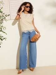 Friends Like These Cream Premium Crochet Lace Blouse - Image 3 of 4