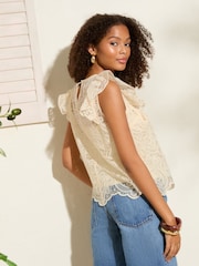 Friends Like These Cream Premium Crochet Lace Blouse - Image 4 of 4