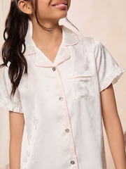 Lipsy White Bow Jacquard Satin Pyjamas (3-16yrs) - Image 2 of 4
