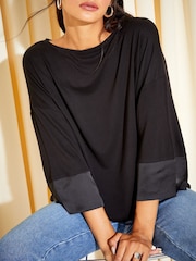 Friends Like These Black Satin Trim Tunic - Image 3 of 4