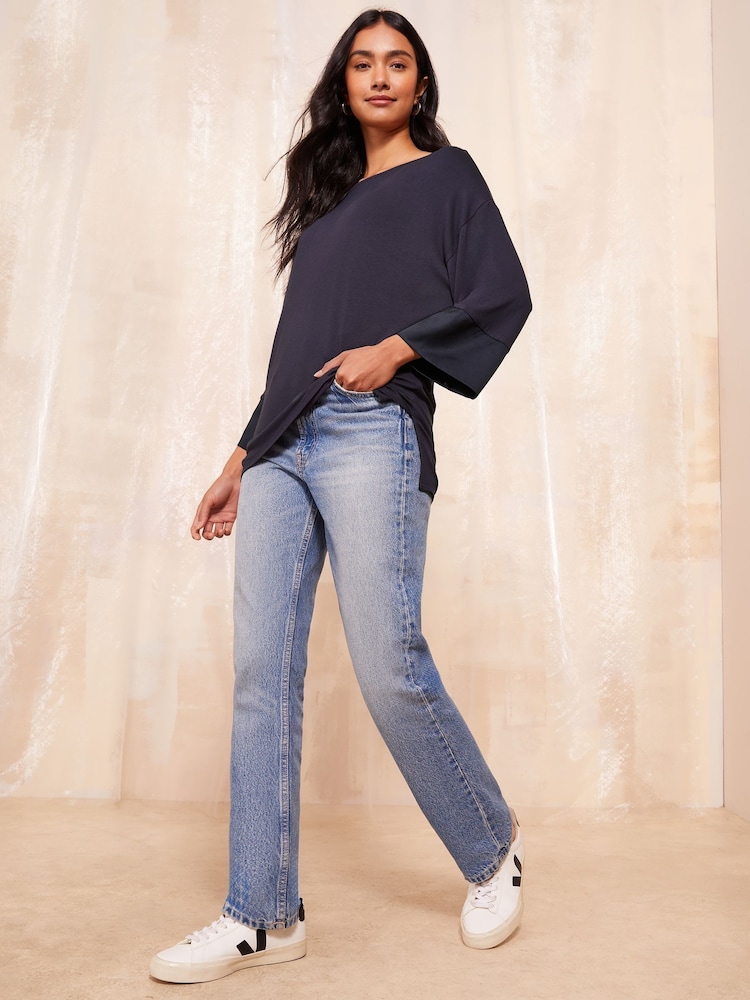 Friends Like These Navy Satin Trim Tunic - Image 2 of 4