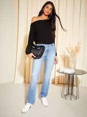 Friends Like These Black Soft Jersey Long Sleeve Slash Neck Tunic - Image 2 of 4
