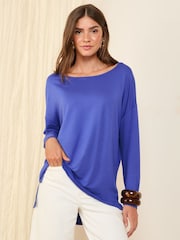 Friends Like These Neutral Soft Jersey Long Sleeve Slash Neck Tunic - Image 5 of 5