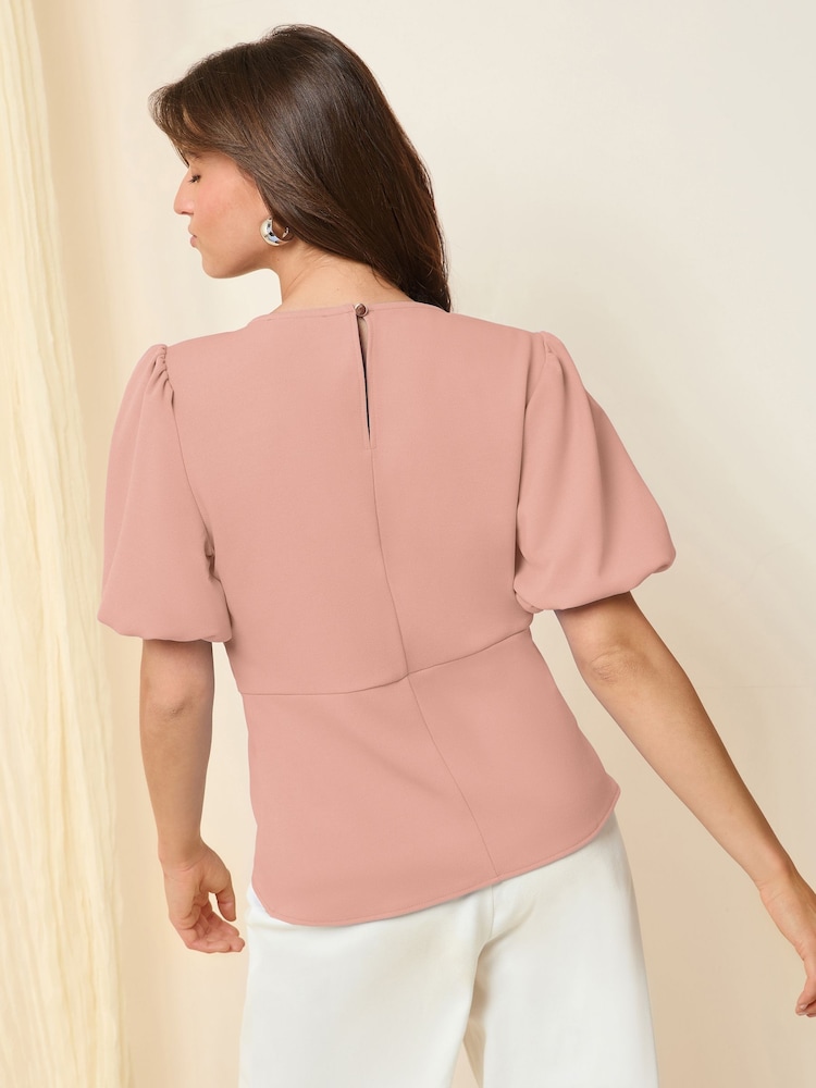 rožnata - Friends Like These z napihnjenimi rokavi Embellished Neck Trim Blouse - Slika 4 iz 4 rožnata - Friends Like These z napihnjenimi rokavi Embellished Neck Trim Blouse - Slika 4 iz 4