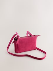 Pink Suede Double Zip Cross-Body Bag - Image 3 of 7