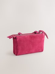 Pink Suede Double Zip Cross-Body Bag - Image 4 of 7