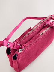 Pink Suede Double Zip Cross-Body Bag - Image 5 of 7