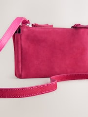 Pink Suede Double Zip Cross-Body Bag - Image 6 of 7