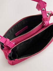 Pink Suede Double Zip Cross-Body Bag - Image 7 of 7