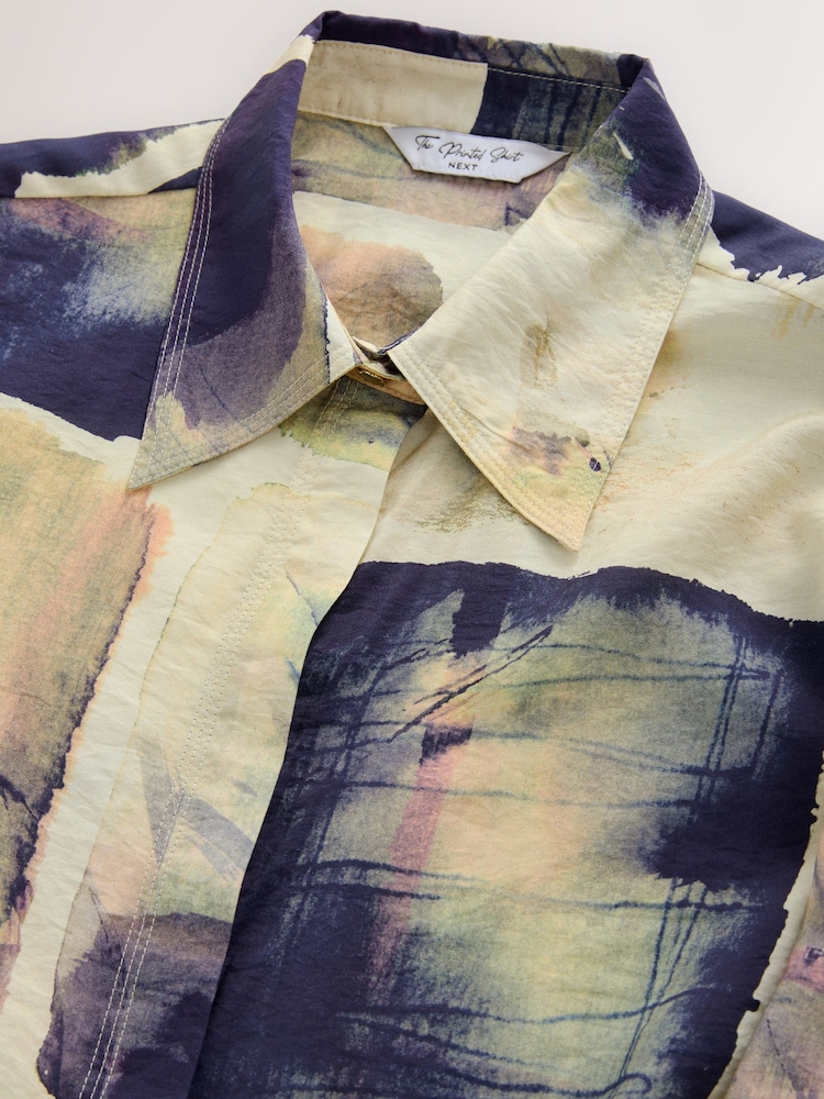 Estampado de cuadrícula azul marino/crema - Camisa de manga larga con botones - Imagen 2 de 3 Estampado de cuadrícula azul marino/crema - Camisa de manga larga con botones - Imagen 2 de 3